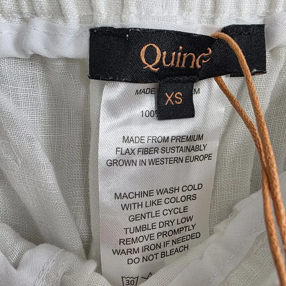 NWT Quince 100% European Flax Linen Wide Leg Pants White Extra Small XS